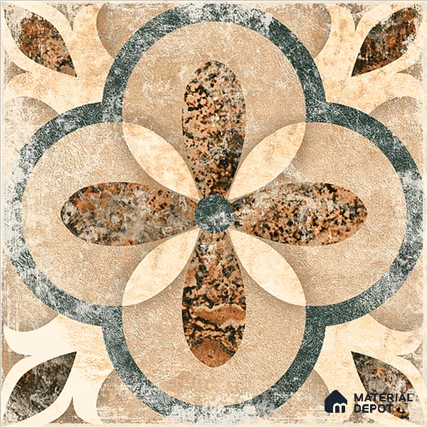 Moroccan Floor & Wall Tile TL 08321 Harmonia 1 ft x 1 ft Matte Finish Vitrified Tile - 9 mm | Suitable for Bathroom, Kitchen, Balcony | Please Expect a Slight Variation of Pattern