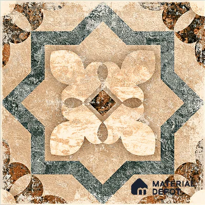 Moroccan Floor & Wall Tile TL 08321 Harmonia 1 ft x 1 ft Matte Finish Vitrified Tile - 9 mm | Suitable for Bathroom, Kitchen, Balcony | Please Expect a Slight Variation of Pattern