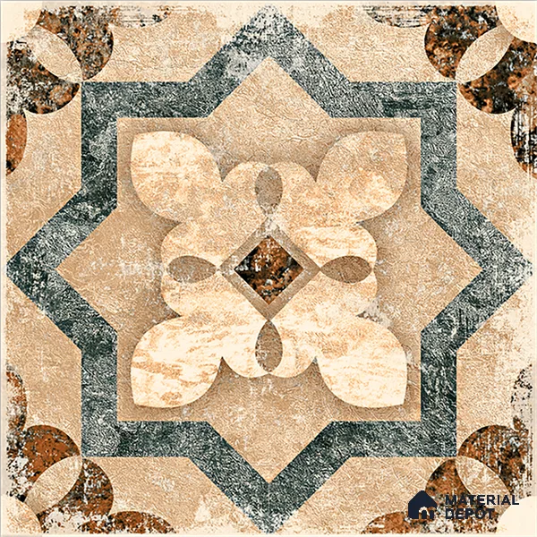 Moroccan Floor & Wall Tile TL 08321 Harmonia 1 ft x 1 ft Matte Finish Vitrified Tile - 9 mm | Suitable for Bathroom, Kitchen, Balcony | Please Expect a Slight Variation of Pattern
