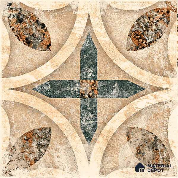Moroccan Floor & Wall Tile TL 08321 Harmonia 1 ft x 1 ft Matte Finish Vitrified Tile - 9 mm | Suitable for Bathroom, Kitchen, Balcony | Please Expect a Slight Variation of Pattern