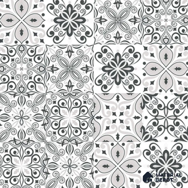 Moroccan Floor & Wall Tile TL 08335 Moroccon 02 2 ft x 2 ft Matte Finish Vitrified Tile - 9 mm | 2 Random Design | Suitable For Kitchen Backsplash, Balcony, Dining Area | Please Expect a Slight Variation of Pattern