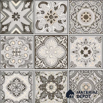 Moroccan Floor & Wall Tile TL 08340 Moroccon 12 2 ft x 2 ft Matte Finish Vitrified Tile - 9 mm | 2 Random Design | Suitable For Kitchen Backsplash, Balcony, Dining Area | Please Expect a Slight Variation of Pattern