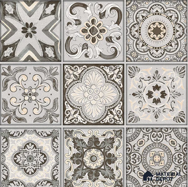 Moroccan Floor & Wall Tile TL 08340 Moroccon 12 2 ft x 2 ft Matte Finish Vitrified Tile - 9 mm | 2 Random Design | Suitable For Kitchen Backsplash, Balcony, Dining Area | Please Expect a Slight Variation of Pattern