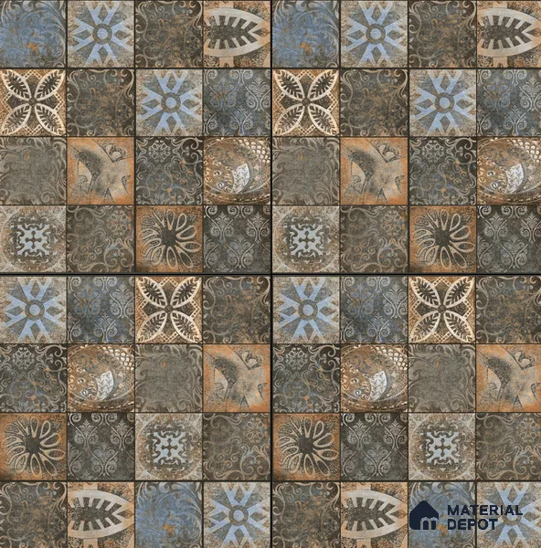 Moroccan Floor & Wall Tile TL 08339 Moroccon 11 2 ft x 2 ft Matte Finish Vitrified Tile - 9 mm | Suitable For Courtyard, Balcony, Corridor | Please Expect a Slight Variation of Pattern