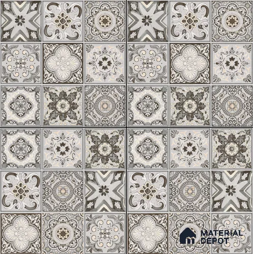 Moroccan Floor & Wall Tile TL 08340 Moroccon 12 2 ft x 2 ft Matte Finish Vitrified Tile - 9 mm | Suitable For Kitchen Backsplash, Balcony, Dining Area | Please Expect a Slight Variation of Pattern