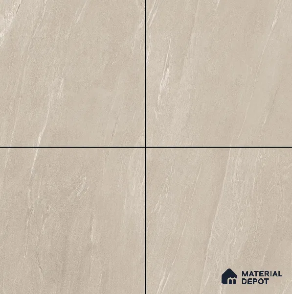 Stone Floor Tile TL 08343 B Lime Stone Beige 2 ft x 2 ft Carving Matte Finish Vitrified Tile - 9 mm | Suitable For Bathroom, Terrace & Balcony