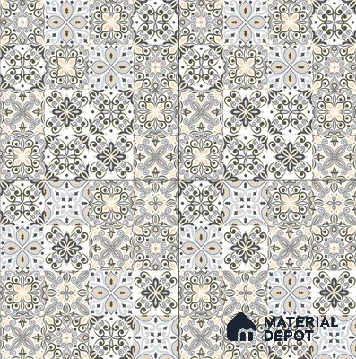 Moroccan Floor & Wall Tile TL 08338 Moroccon 07 2 ft x 2 ft Matte Finish Vitrified Tile - 9 mm | Suitable For Kitchen Backsplash, Balcony, Dining Area | Please Expect a Slight Variation of Pattern
