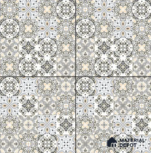 Moroccan Floor & Wall Tile TL 08338 Moroccon 07 2 ft x 2 ft Matte Finish Vitrified Tile - 9 mm | Suitable for Living Room, Bedroom & Bathroom | Please Expect a Slight Variation of Pattern