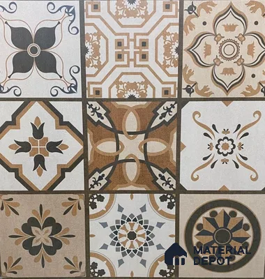 Moroccan Floor & Wall Tile TL 08489 Moroccon 04 2 ft x 2 ft Matte Finish Vitrified Tile - 9 mm | Suitable For Kitchen, Accent/Feature Wall, Balcony | Please Expect a Slight Variation of Pattern