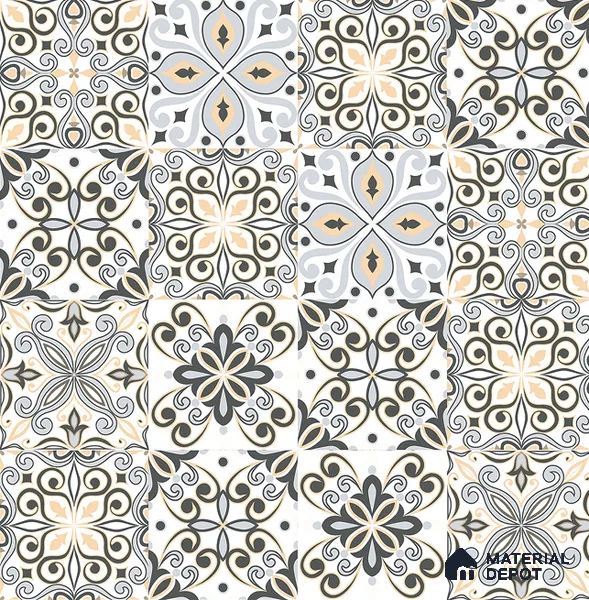 Moroccan Floor & Wall Tile TL 08338 Moroccon 07 2 ft x 2 ft Matte Finish Vitrified Tile - 9 mm | 2 Random Design | Suitable For Kitchen Backsplash, Balcony, Dining Area | Please Expect a Slight Variation of Pattern