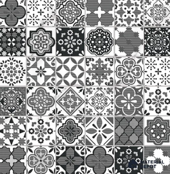 Moroccan Floor & Wall Tile TL 08336 Moroccon 05 2 ft x 2 ft Matte Finish Vitrified Tile - 9 mm | 1 Random Design | Suitable For Kitchen Backsplash, Balcony, Dining Area | Please Expect a Slight Variation of Pattern
