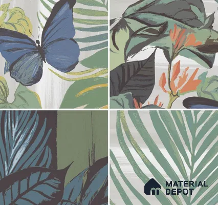 Tropical Wall Tile TL 08400 | 88048| 8 x 8 inch Matte Finish Vitrified Tile - 9 mm | Suitable for Living Room, Bedroom & Bathroom | Please Expect a Slight Variation of Pattern