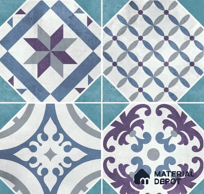 Moroccan Floor & Wall Tile TL 08398 | 88070| 8 x 8 inch Matte Finish Vitrified Tile - 9 mm | Suitable for Living Room, Bedroom & Bathroom | Please Expect a Slight Variation of Pattern