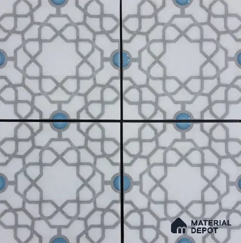 Moroccan Floor & Wall Tile TL 08396 | 88080| 8 x 8 inch Matte Finish Vitrified Tile - 9 mm | Suitable for Living Room, Bedroom & Bathroom | Please Expect a Slight Variation of Pattern
