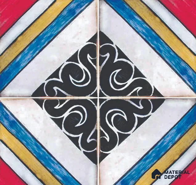 Patterned Floor & Wall Tile TL 08405 | 88016| 8 x 8 inch Matte Finish Vitrified Tile - 9 mm | Suitable for Living Room, Bedroom & Bathroom | Please Expect a Slight Variation of Pattern