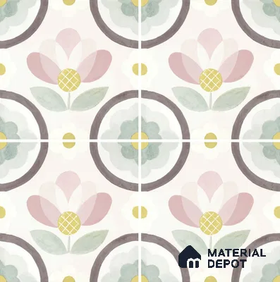 Floral Wall Tile TL 08395 Pink Floral 8 x 8 inch Matte Finish Vitrified Tile - 9 mm | Suitable For Kitchen, Bathroom, Balcony | Please Expect a Slight Variation of Pattern
