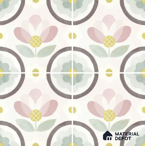 Floral Wall Tile TL 08395 | 88093| 8 x 8 inch Matte Finish Vitrified Tile - 9 mm | Suitable for Living Room, Bedroom & Bathroom | Please Expect a Slight Variation of Pattern