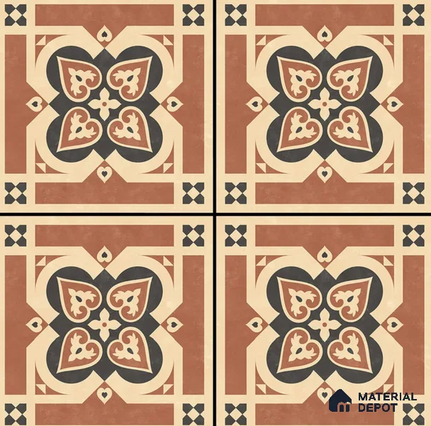 Moroccan Floor & Wall Tile TL 08392 | 88099| 8 x 8 inch Matte Finish Vitrified Tile - 9 mm | Suitable For Kitchen, Bathroom, Balcony | Please Expect a Slight Variation of Pattern
