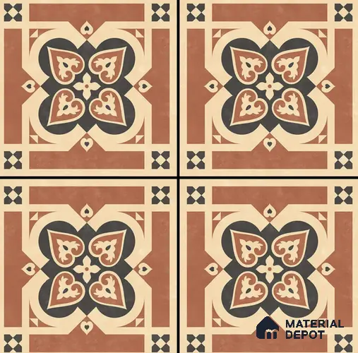 Moroccan Floor & Wall Tile TL 08392 | 88099| 8 x 8 inch Matte Finish Vitrified Tile - 9 mm | Suitable for Living Room, Bedroom & Bathroom | Please Expect a Slight Variation of Pattern