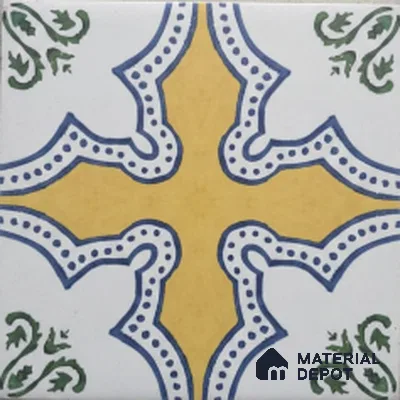 Moroccan Look Floor & Wall Tile TL 11394 88022 8 inch x 8 inch Vitrified Matte Finish - 10 mm | Suitable for Living Room, Bedroom & Bathroom | Please Expect a Slight Variation of Pattern