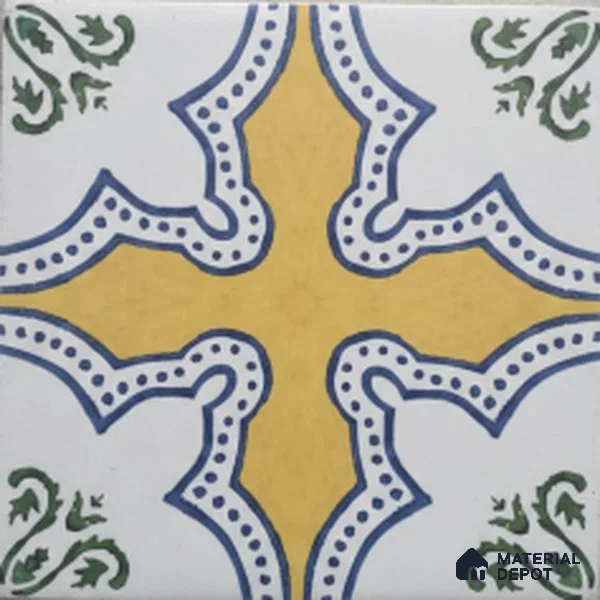 Moroccan Look Floor & Wall Tile TL 11394 88022 8 inch x 8 inch Vitrified Matte Finish - 10 mm | Suitable for Living Room, Bedroom & Bathroom | Please Expect a Slight Variation of Pattern