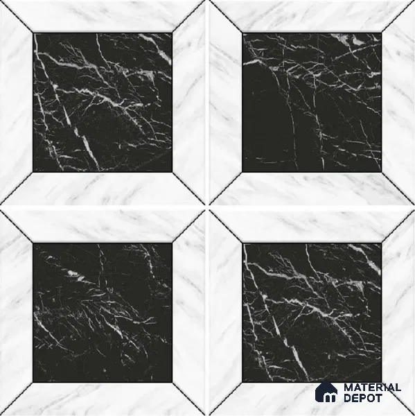 Moroccan Wall & Floor Tile TL 10458 Cubic Black 1 ft x 1 ft Vitrified Matte Finish - 9.5 mm | Suitable for Bathroom, Kitchen, Balcony | 2 mm Spacer is Mandatory | Please Expect a Slight Variation of Pattern