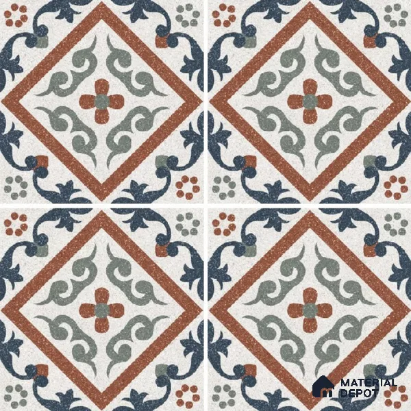 Moroccan Wall & Floor Tile TL 10467 Storm Blue 1 ft x 1 ft Vitrified Matte Finish - 9.5 mm | Suitable for Bathroom, Kitchen, Balcony | 2 mm Spacer is Mandatory | Please Expect a Slight Variation of Pattern