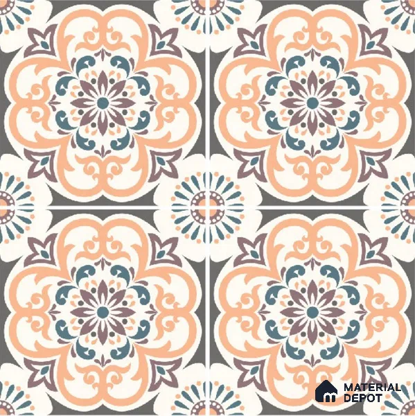 Moroccan Wall & Floor Tile TL 10460 Ergo 1 ft x 1 ft Vitrified Matte Finish - 9.5 mm | Suitable For Living Room, Bedroom, Kitchen | 2 mm Spacer is Mandatory | Please Expect a Slight Variation of Pattern