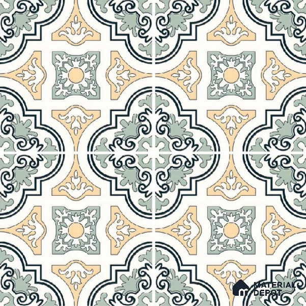 Moroccan Wall & Floor Tile TL 10461 Exotic 1 ft x 1 ft Vitrified Matte Finish - 9.5 mm | Suitable for Bathroom, Kitchen, Balcony | 2 mm Spacer is Mandatory | Please Expect a Slight Variation of Pattern