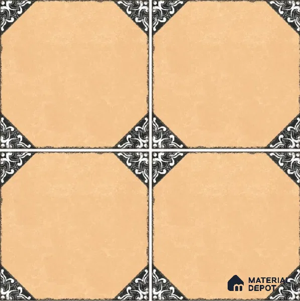 Moroccan Wall & Floor Athangudi Tile TL 10472 D Menta Yellow 1 ft x 1 ft Vitrified Glue Granula Matte Finish - 9.5 mm | Suitable for Bathroom, Kitchen, Balcony | 2 mm Spacer is Mandatory | Please Expect a Slight Variation of Pattern