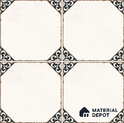 Moroccan Wall & Floor Athangudi Tile TL 10472 B Menta Black 1 ft x 1 ft Vitrified Glue Granula Matte Finish - 9.5 mm | Suitable for Bathroom, Kitchen, Balcony | 2 mm Spacer is Mandatory | Please Expect a Slight Variation of Pattern