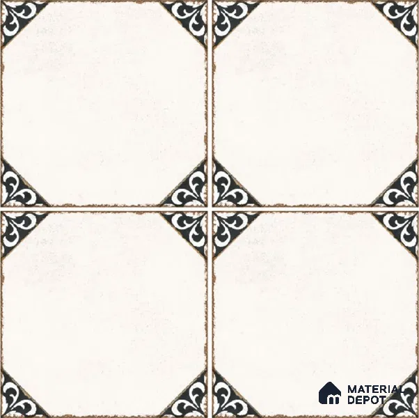 Moroccan Wall & Floor Athangudi Tile TL 10472 B Menta Black 1 ft x 1 ft Vitrified Glue Granula Matte Finish - 9.5 mm | Suitable for Bathroom, Kitchen, Balcony | 2 mm Spacer is Mandatory | Please Expect a Slight Variation of Pattern