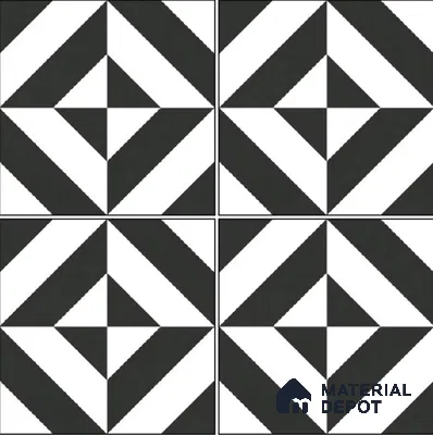 Moroccan Wall & Floor Tile TL 10464 Midnight Monochrome 1 ft x 1 ft Vitrified Matte Finish - 9.5 mm | Suitable for Bathroom, Kitchen, Balcony | 2 mm Spacer is Mandatory | Please Expect a Slight Variation of Pattern