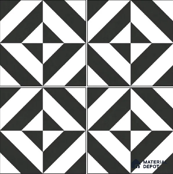 Moroccan Wall & Floor Tile TL 10464 Midnight Monochrome 1 ft x 1 ft Vitrified Matte Finish - 9.5 mm | Suitable for Bathroom, Kitchen, Balcony | 2 mm Spacer is Mandatory | Please Expect a Slight Variation of Pattern