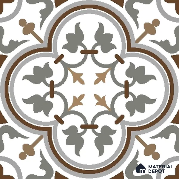 Moroccan Look Wall & Floor Tile TL 08222 Classic French 2 ft x 2 ft Vitrified Matte Finish - 9 mm | Suitable For Kitchen, Foyer, Dining Area | Please Expect a Slight Variation of Pattern