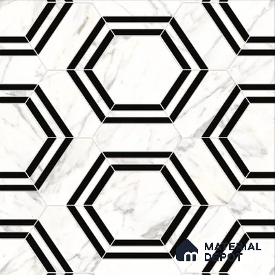 Moroccan Look Wall & Floor Tile TL 08224 Hexa White 2 ft x 2 ft Vitrified Matte Finish - 9 mm | Suitable For Kitchen Backsplash, Bathroom, Dining Area | Please Expect a Slight Variation of Pattern