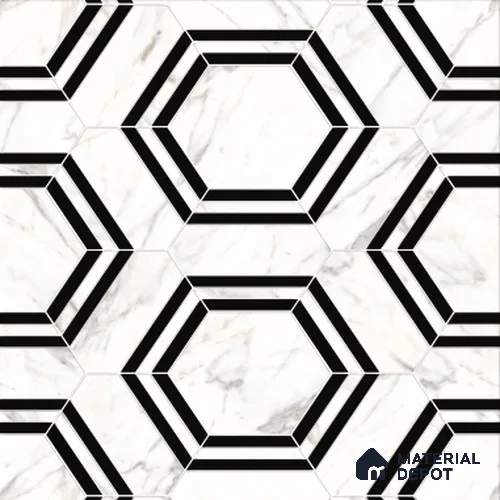 Moroccan Look Wall & Floor Tile TL 08224 Hexa White 2 ft x 2 ft Vitrified Matte Finish - 9 mm | Suitable For Kitchen Backsplash, Bathroom, Dining Area | Please Expect a Slight Variation of Pattern