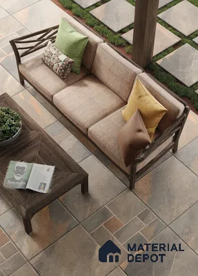 Stone Floor Tile TL 10364 Evora Brown 2 ft x 2 ft Matte Finish Anti Skid Vitrified Tile - 12 mm | Suitable for Balcony, Terrace & Coutyard