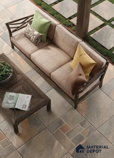 Stone Floor Tile TL 10364 Evora Brown 2 ft x 2 ft Matte Finish Anti Skid Vitrified Tile - 12 mm | Suitable for Balcony, Terrace & Coutyard