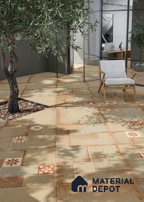 Stone Floor Tile TL 10362 B Riga Brown 2 ft x 2 ft Matte Finish Anti Skid Vitrified Tile - 12 mm | Suitable for Balcony, Terrace & Coutyard