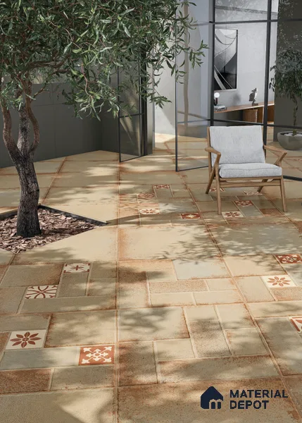 Stone Floor Tile TL 10362 B Riga Brown 2 ft x 2 ft Matte Finish Anti Skid Vitrified Tile - 12 mm | Suitable for Balcony, Terrace & Coutyard