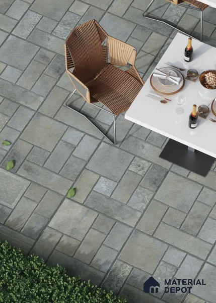 Stone Floor Tile TL 10365 B Cotto Emerald Slate Decor 2 ft x 2 ft Matte Finish Anti Skid Vitrified Tile - 12 mm | Suitable for Balcony, Terrace & Coutyard