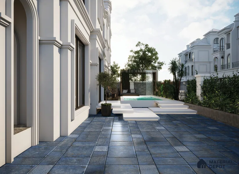 Stone Floor Tile TL 10360 Treviso Turquoise 2 ft x 2 ft Matte Finish Anti Skid Vitrified Tile - 12 mm | Suitable for Balcony, Terrace & Coutyard