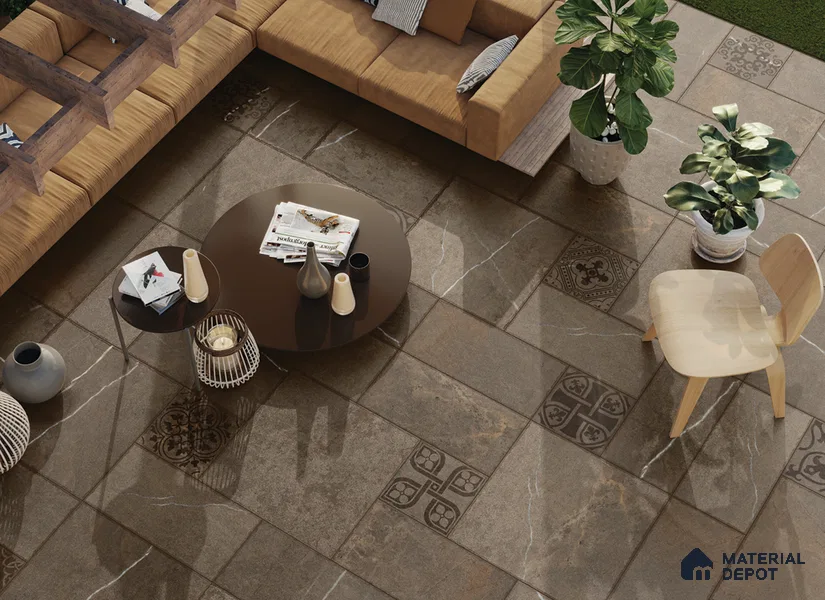 Stone Look TL 10358 C Anti Skid Tile Floor Tile 1 ft x 1 ft Vitrified Matte Finish - 12 mm