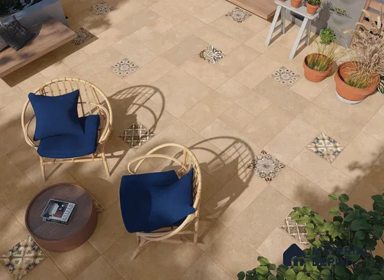 Stone Floor Tile TL 10359 Fox Brown 2 ft x 2 ft Matte Finish Anti Skid Vitrified Tile - 12 mm  | Suitable for Balcony, Terrace & Coutyard