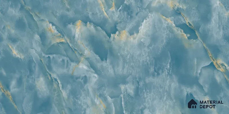 Marble Tile TL 09865 Prussion Cyan 4 ft x 2 ft  Vitrified Glossy Finish - 9 mm