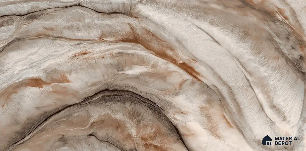 Marble Tile TL 09859 B Feather Choco 4 ft x 2 ft  Vitrified Glossy Finish - 9 mm