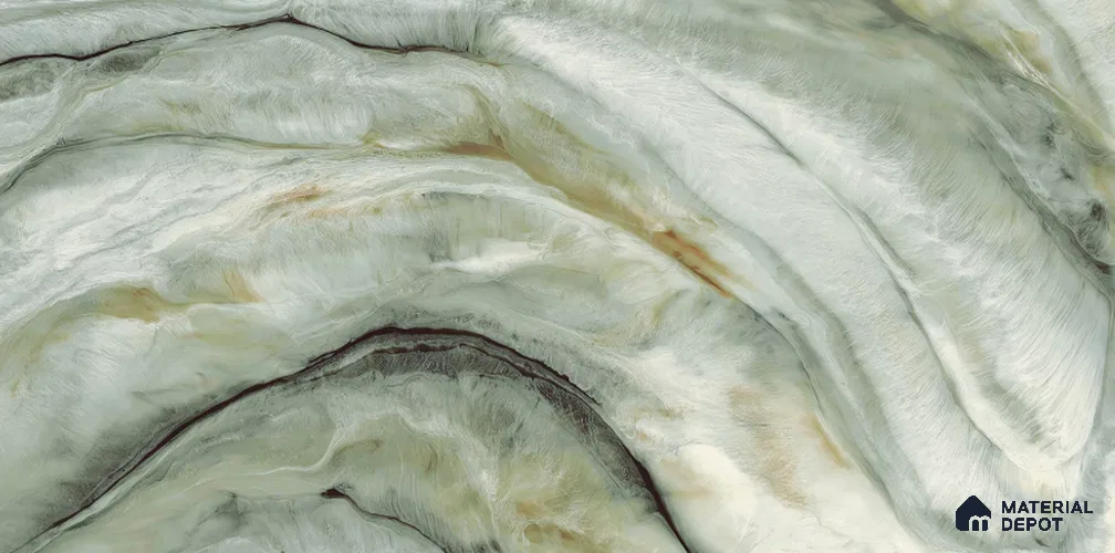 Marble Tile TL 09859 Feather Aqua 4 ft x 2 ft Vitrified Glossy Finish - 9 mm