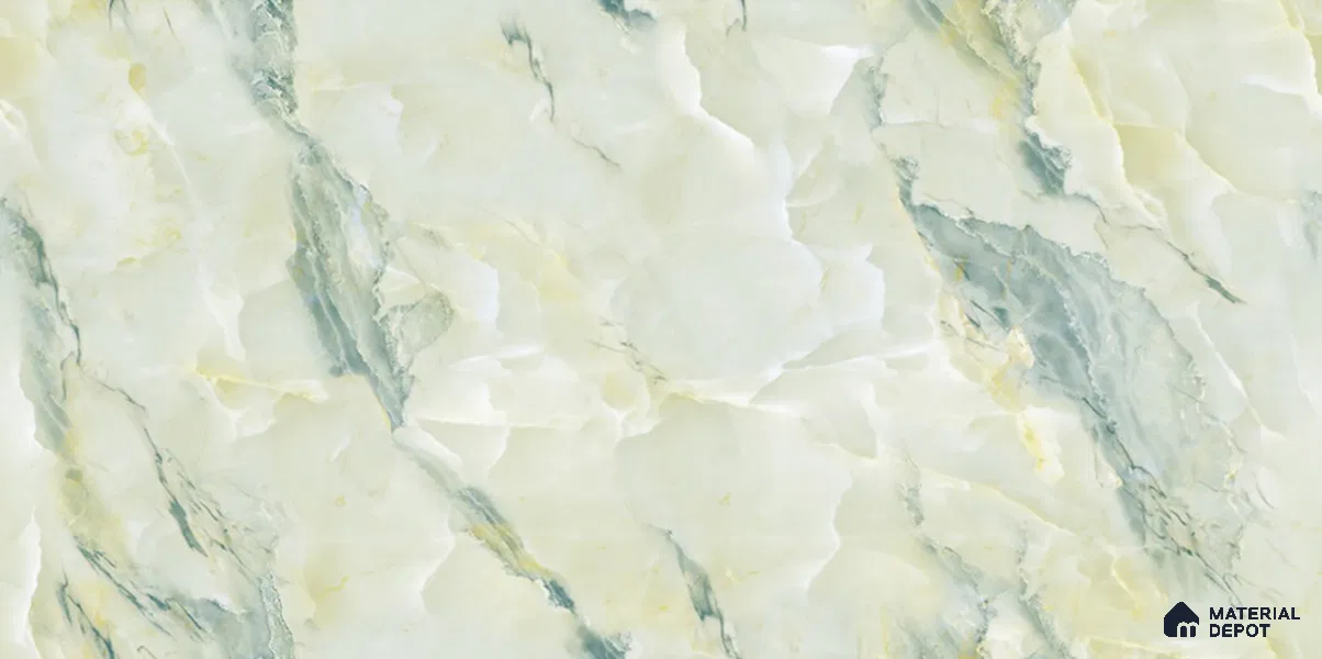 Marble Tile TL 09866 Roxona Green 4 ft x 2 ft Vitrified Glossy Finish - 9 mm