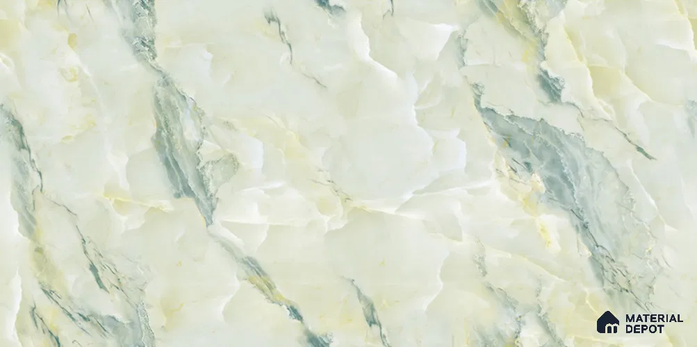 Marble Tile TL 09866 Roxona Green 4 ft x 2 ft Vitrified Glossy Finish - 9 mm